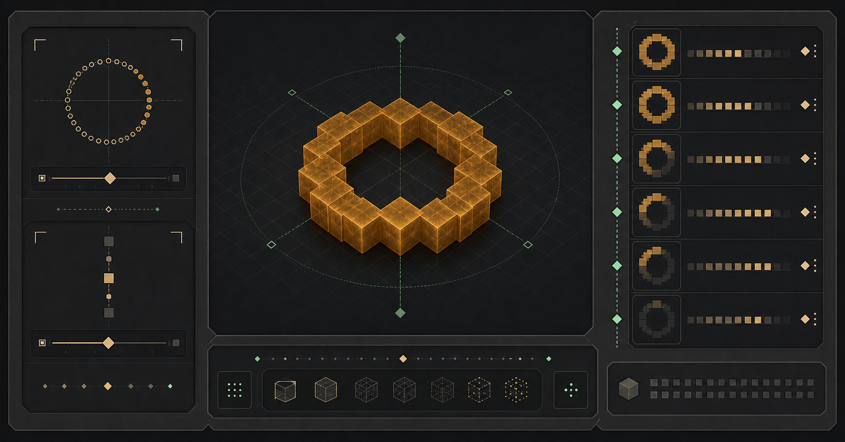 Circle planning workbench with block ring preview and dimension controls